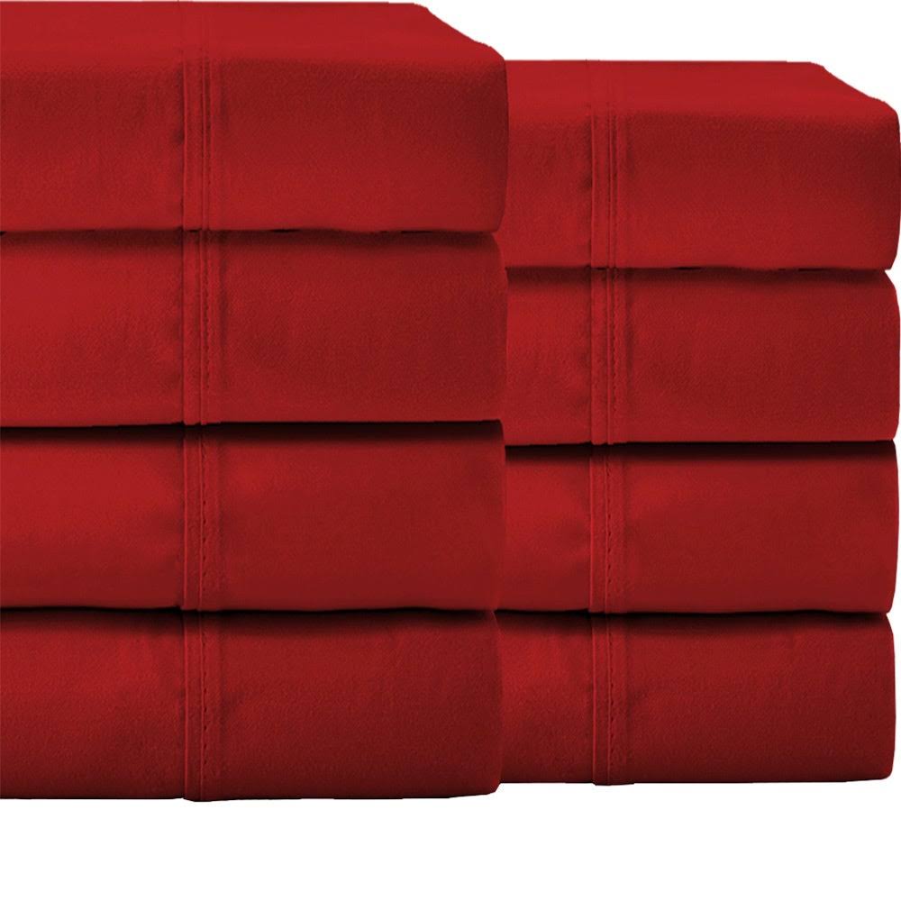 Bare Home Wholesale Sheet Set - Double Brushed Microfiber - Bulk Pack (Split King - Red, 8 Pack) HIW9_B4DJU79