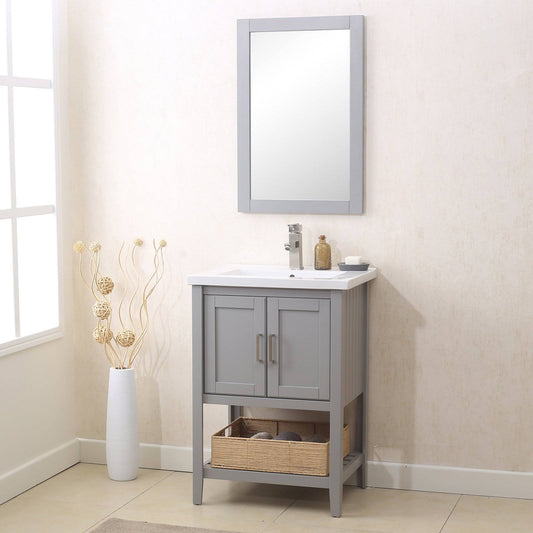 Legion Furniture WLF6021-G Gray 24x22 Sink Vanity with Mirror, Faucet and Basket NPN8_J0MKA71