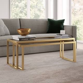 Silver Orchid Goetz Blackened Bronze Nested Coffee Table (Gold - Brass Finish) EJB5_K3HBM92