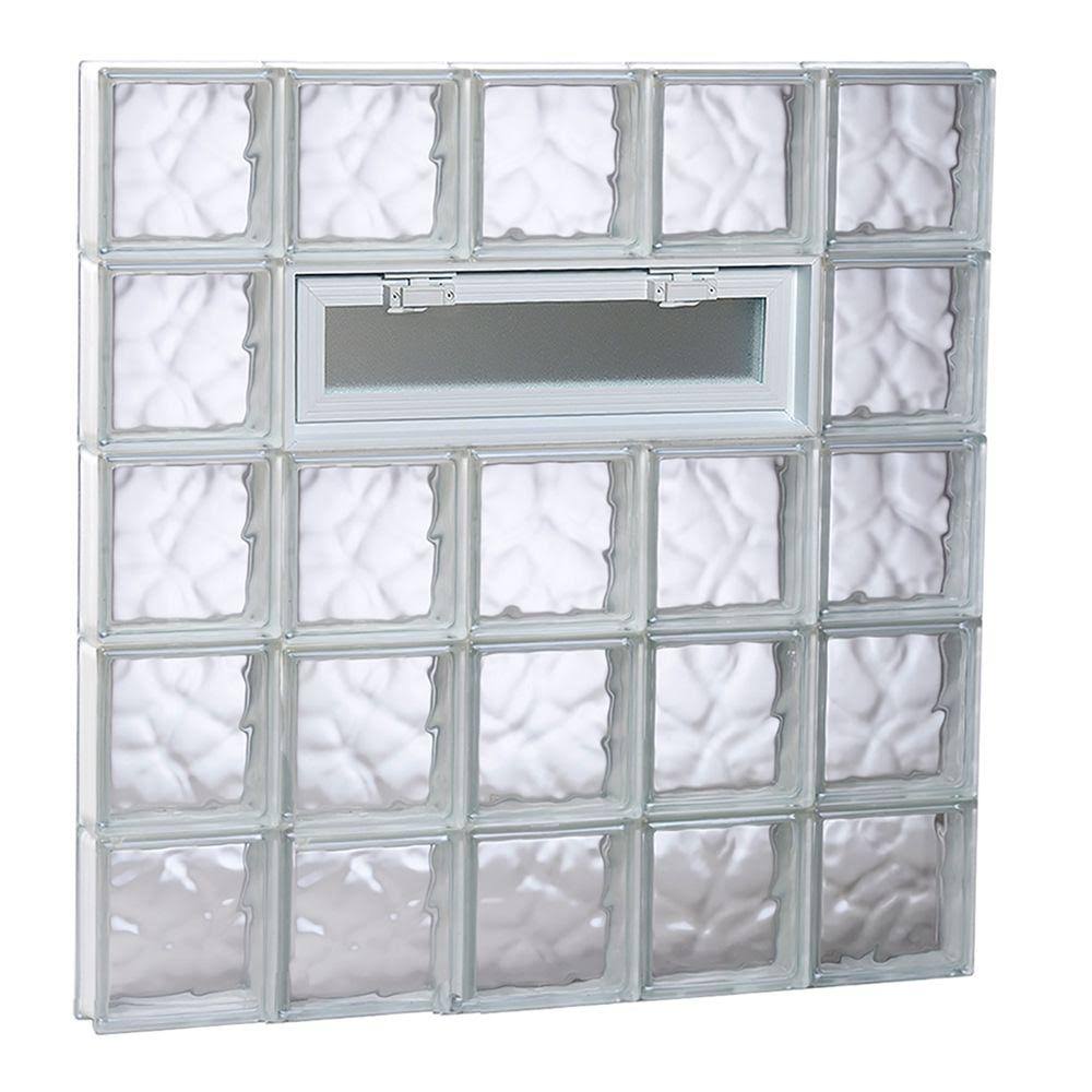 Clearly Secure 38.75 in. x 38.75 in. x 3.125 in. Frameless Wave Pattern Vented Glass Block Window 4040VDC BHY8_L6IAH78