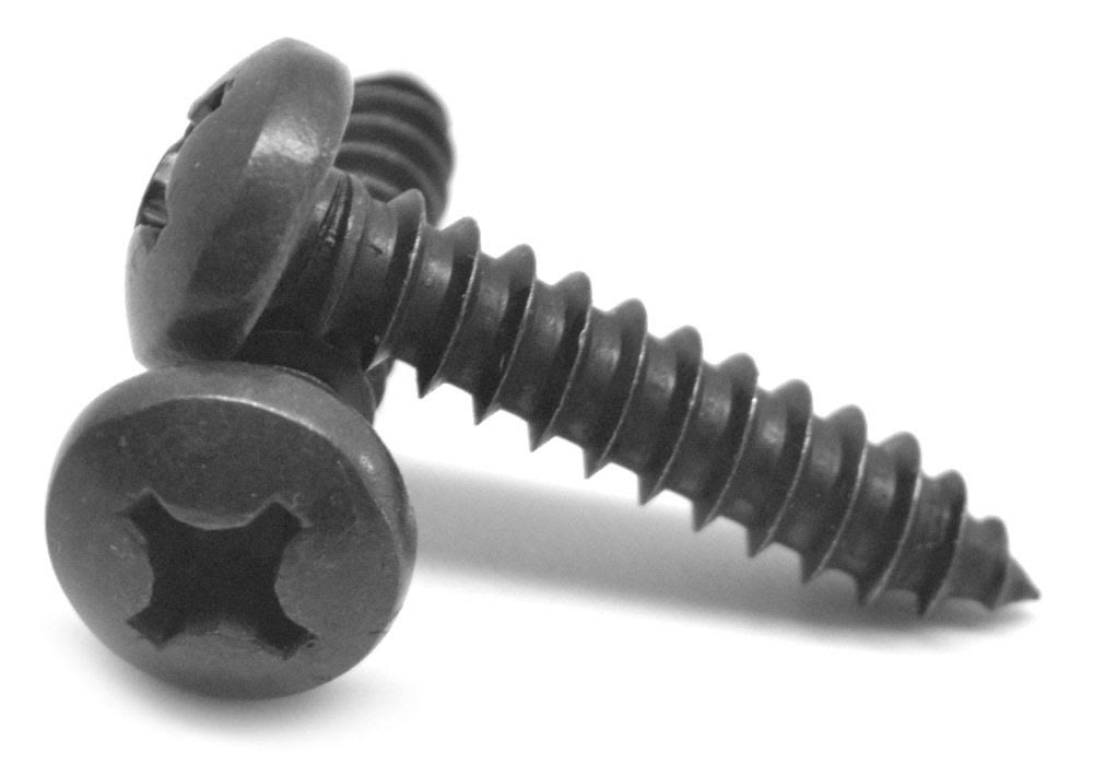 #10-16 x 1/2 Sheet Metal Screw Phillips Pan Head Type AB Stainless Steel 18-8 Black Oxide ZMN8_T3ZYR86