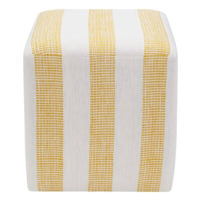 Azur 18x22 Wide Square Striped Cube Ottoman Imagine Home Fabric: Yellow Dot Stripe Cotton FLK0_S8OOH02