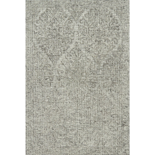 Alexander Home Nile Medallion Damask 100% Wool Hand Hooked Rug - Pewter/Stone 9&3x22 x 13& EAA6_C6GBS87