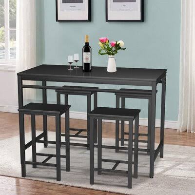 Ariad 5 - Piece Dining Set 17 Stories Color: Black XCX2_W1OJH74