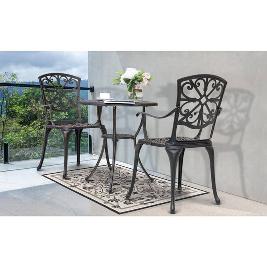 NUU Garden Antique Bronze 3-Pieces Cast Aluminum Patio Outdoor Bistro Set Rust-Proof Furniture Set GSF4_N5TYJ36