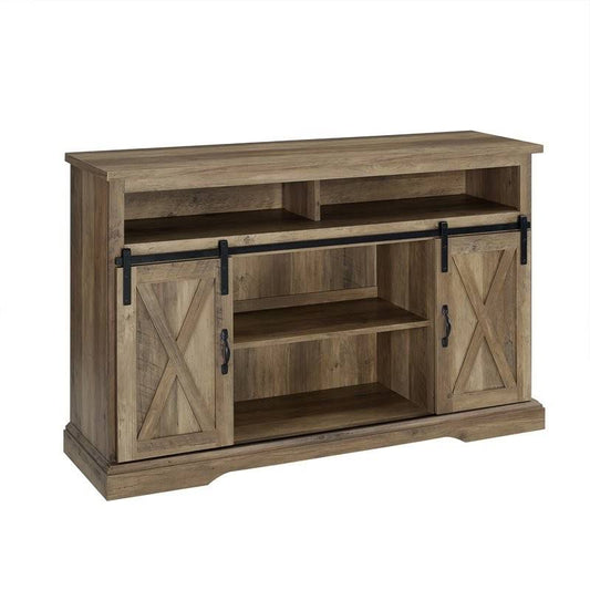 Pemberly Row 52x22 Sliding Door TV Stand in Rustic Oak WVL0_F4KAF34