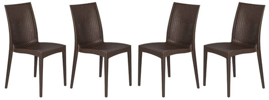 Design Edge Henty 4 Brown Mace Indoor Outdoor Armless Dining Chairs MZF7_V4GZL84