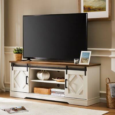 Wes TV Stand for TVs Up to 65x22 Sand  Stable Color: Brown/White CQT5_K1HLJ94