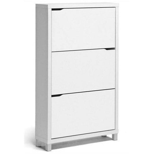 Bowery Hill Modern 3 Shelf Shoe Storage Cabinet in White HRB9_F9WSY79