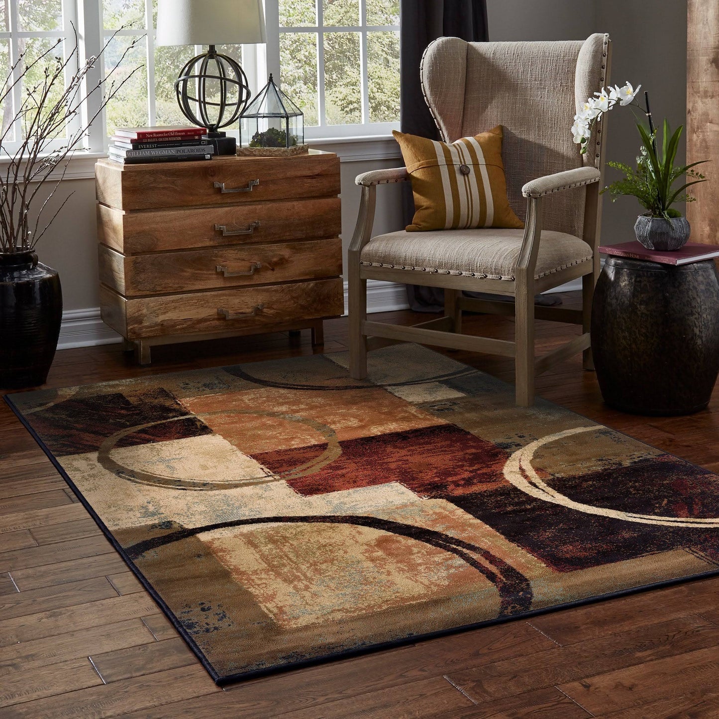 Clay Alder Home Altona Blocks and Rings Area Rug 10& x 13& 10& x 14& LCH5_O7XHK34