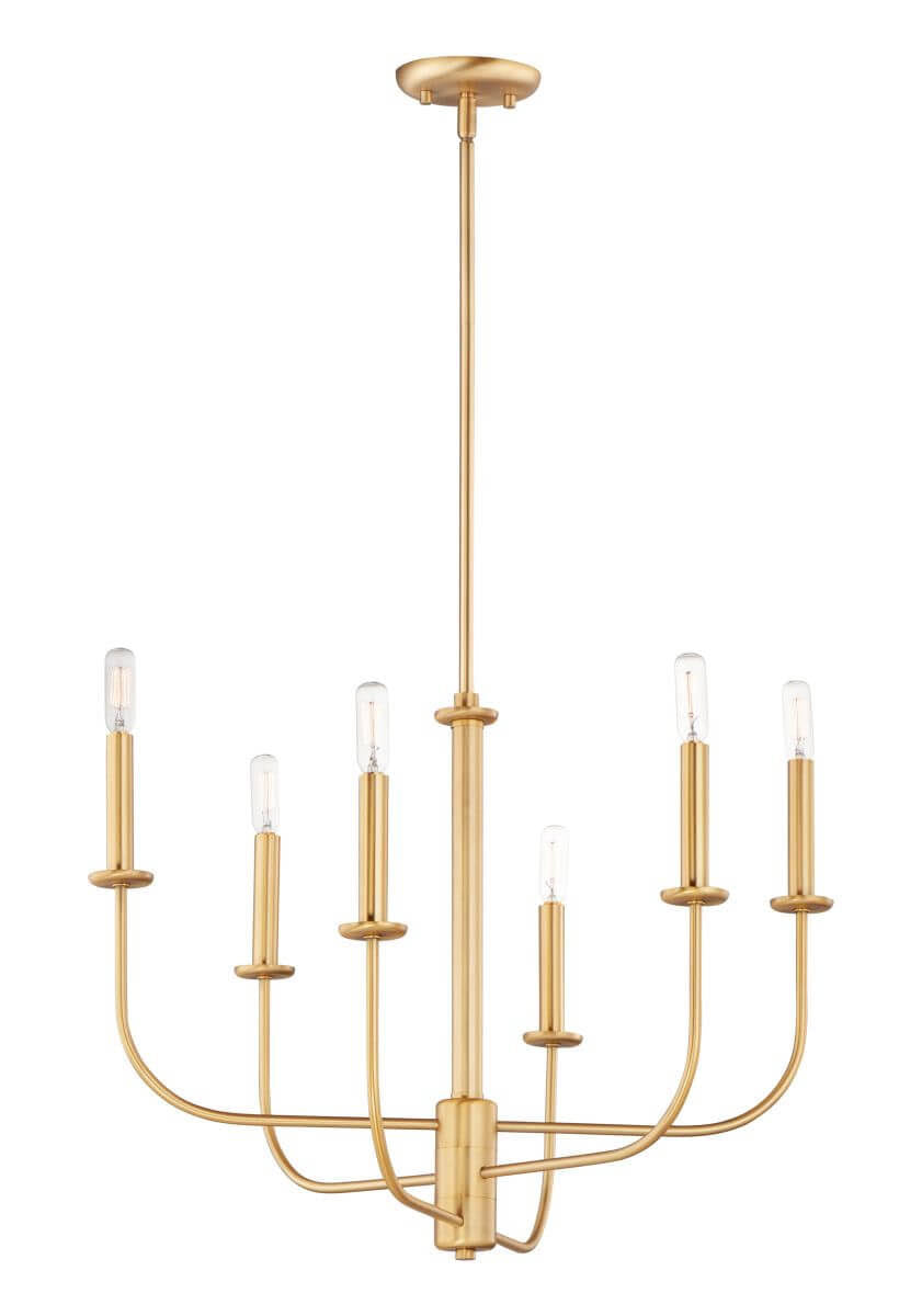 6 Light 24 inch Multi-Tier Chandelier in Satin Brass 236400 NBE6_Z3IDL78