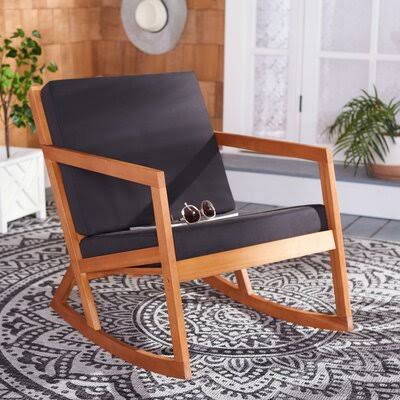 Camdenton Rocking Chair with Cushions Greyleigh Frame Color: Natural, Cushion Color: Black IKU5_H3VFF29