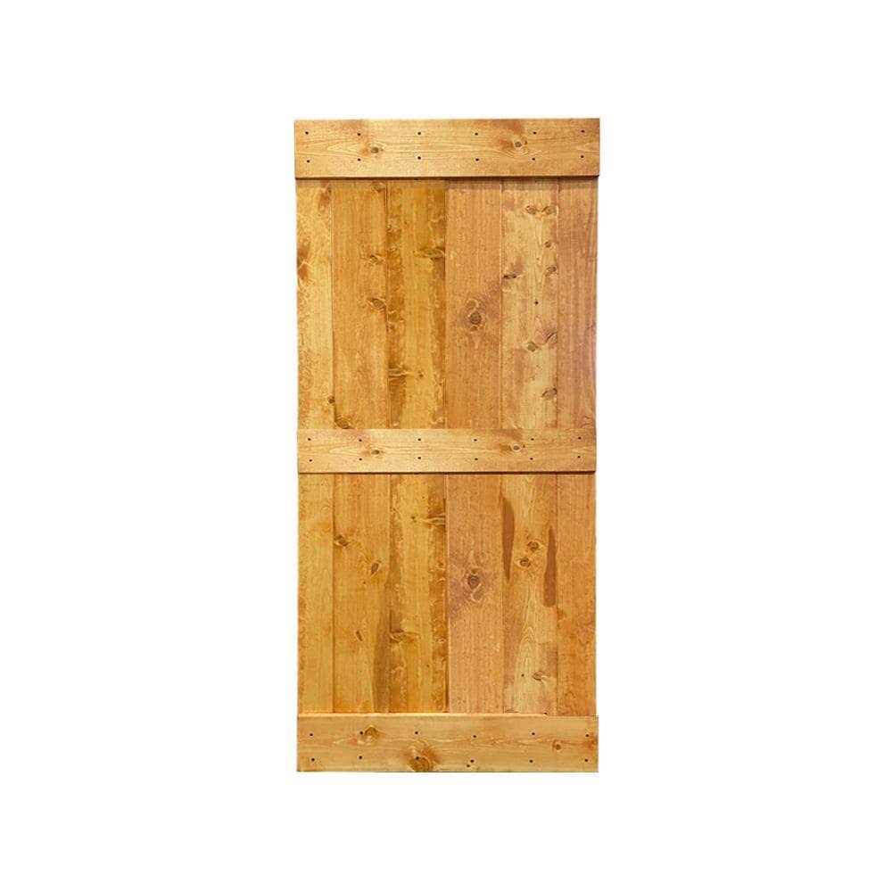 CALHOME Mid-Bar Series Stained Solid Wood Interior Sliding Barn Door - Colonial Maple - 36 x 84 XPC2_S7ARR05