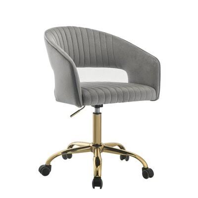 Acme Pamphilos Office Chair, Gray Velvet  Gold 92940 Everly Quinn CYR2_I4RCG11