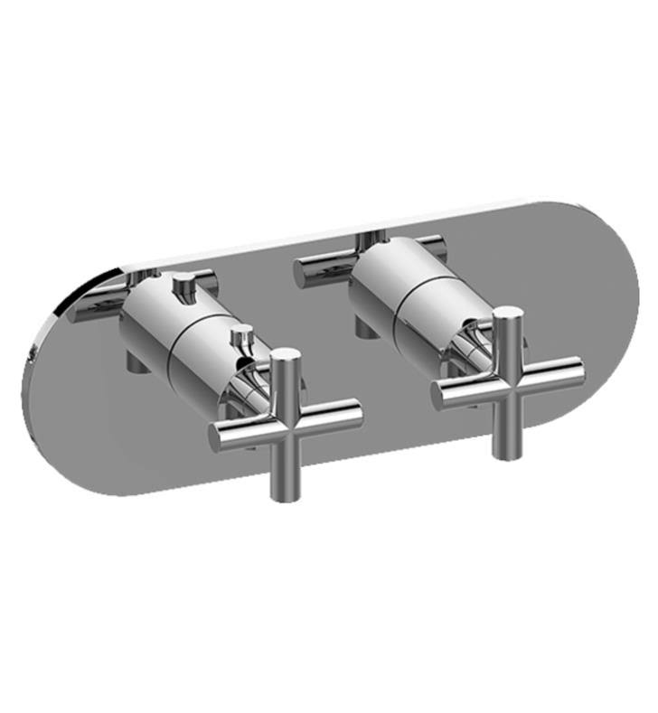 Graff M-Series 10 3/4x22 Two Hole Horizontal Thermostatic Valve Round Trim Plate with Terra/M.E. Handle in Polished Chrome, SKU: TQY6_Q2RMG90