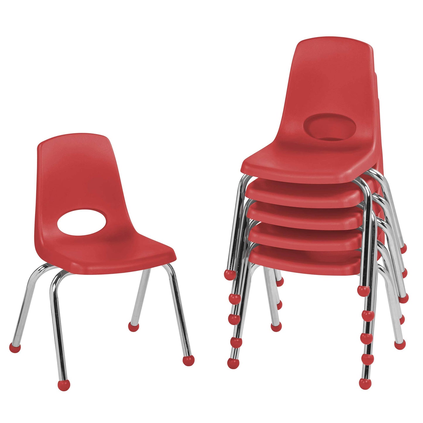 Factory Direct 14in Stack Chair Ball Glide, 6-Pack - Red TYC5_W8VKX32