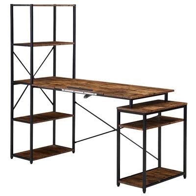 Home Office Computer Desk with 5-Tier Bookshelf and 2 Open Storage Shelf, Multi-Function Drafting Drawing Table with Tiltable De DRV3_T4CQU70