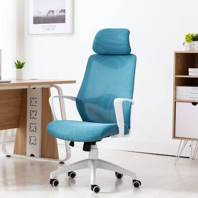 Home Office Chair Ergonomic Mesh Chair Computer Chair Swivel Chair Inbox Zero Frame Color: White, Upholstery Color: Teal ZPI6_M4BRN20