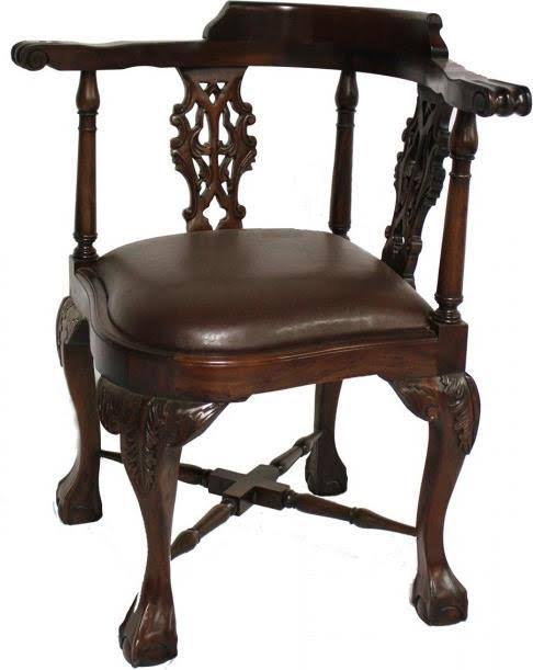 Eurolux Home Corner Chair Chippendale Vinyl Mahogany SNT3_X8XSV46