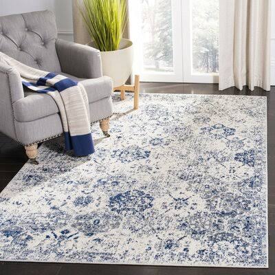 Macy Oriental White/Royal Blue Area Rug Ophelia  Co. Rug Size: Rectangle 12& x 18& STL1_N1ZWC40