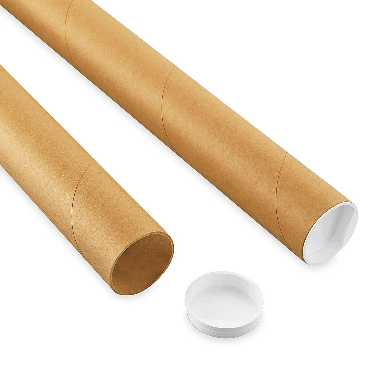 Kraft Mailing Tubes with End Caps - 2 x 72 BHF2_Q6WGI27