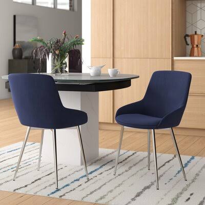 Katheryn Upholstered Metal Side Chair in Blue Wrought Studio HRE5_T6IQJ53