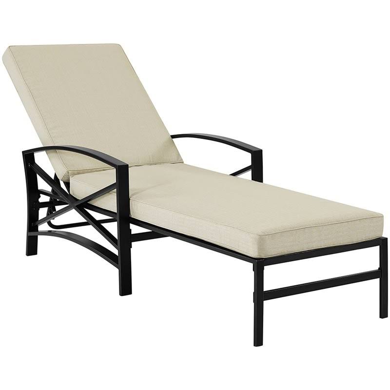 Pemberly Row Metal Patio Chaise Lounge in Oatmeal and Oil Rubbed Bronze - PR-4753-1978691 GKO0_Q0YPW43