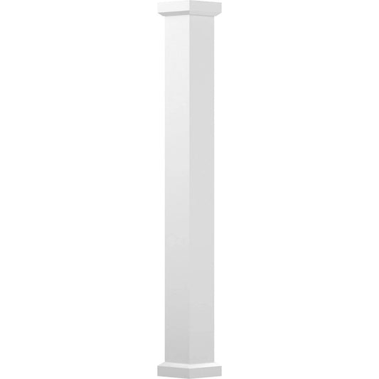 AFCO 6x22 x 8& Endura-Aluminum Empire Style Column, Square Shaft (FOR Post Wrap Installation), Non-Tapered, Gloss White Finish w JDM4_P6OSJ26