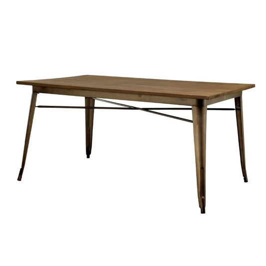 Allora Rectangular Metal Dining Table in Natural Elm - A-5145-1444889 CVQ6_H3OST14