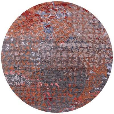 Carlsbad Abstract Orange/Gray Area Rug 17 Stories Rug Size: Round 3& PTP4_U4VRT17