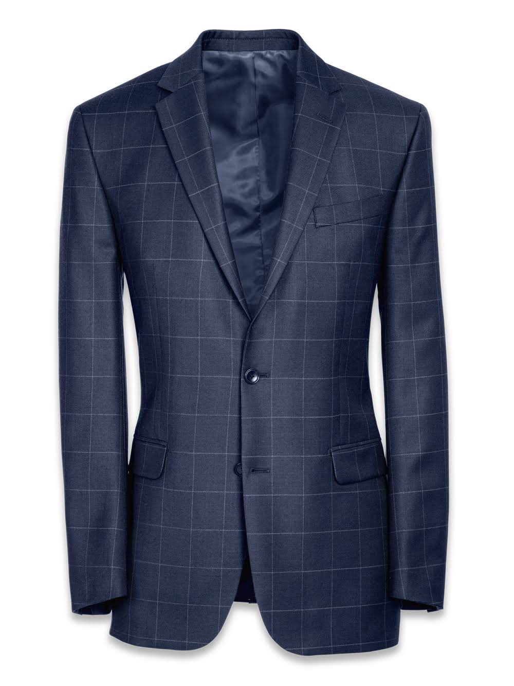 Mens Suit - Tailored Fit in Solid Navy Windowpane Wool | Paul Fredrick EJG5_M1REJ91