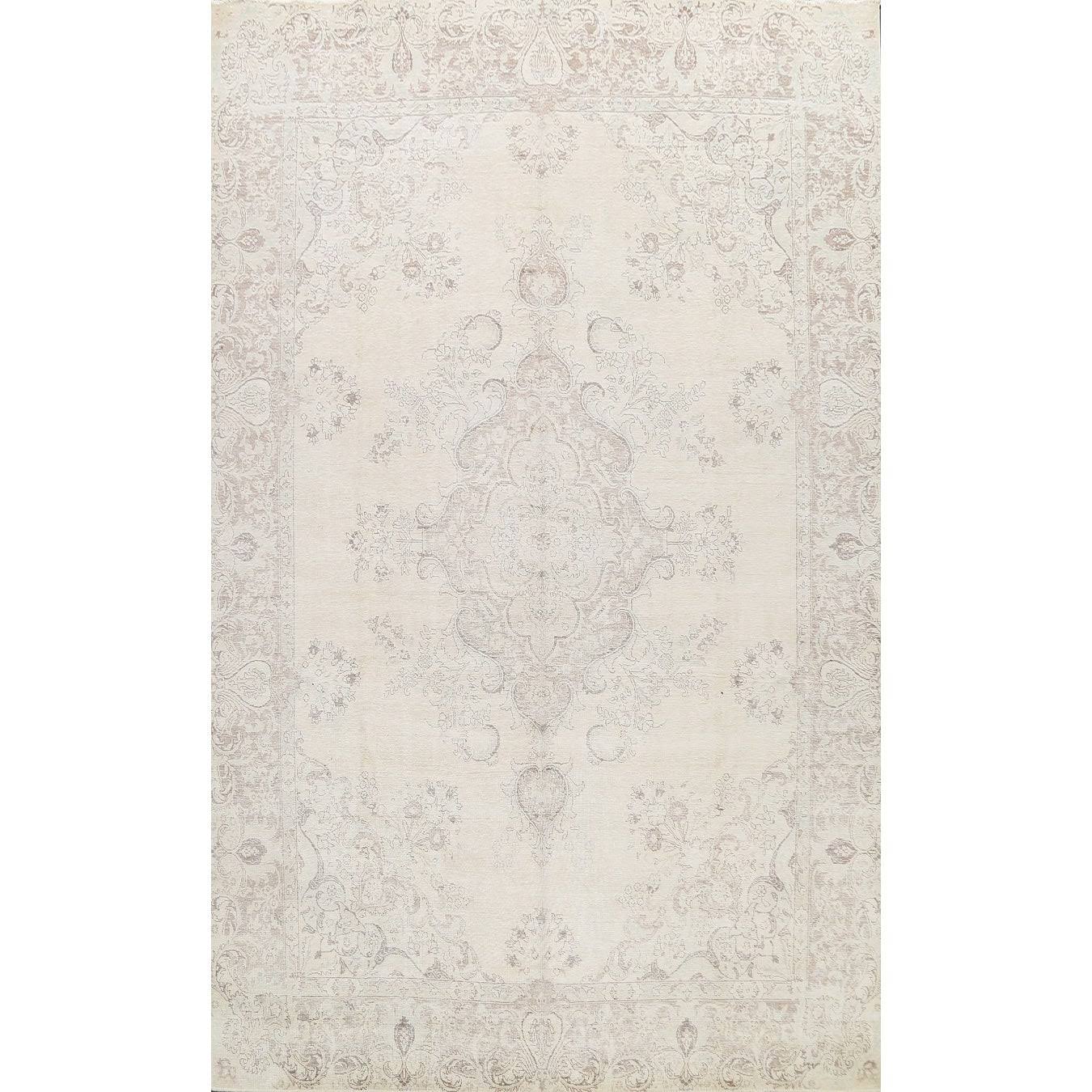 Muted Distressed Tabriz Persian Area Rug 10x13 QFR5_X0BEA71