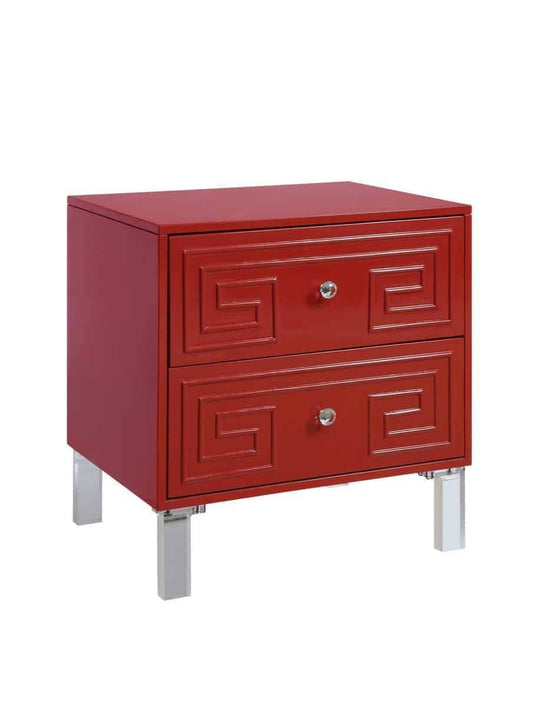 Furniture of America Lela Contemporary 2-Drawer Side Table, Red TND2_E9RRO54