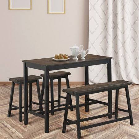 Millwood Pines Castillo 4 Piece Breakfast NOOK Dining Set, Brown LEE9_W2NEP43