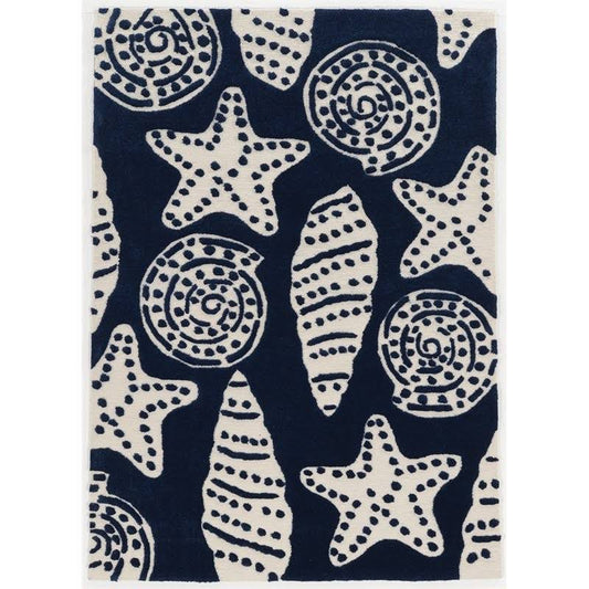 Riverbay Furniture 8 x 10 Hand Tufted Flotsom Rug in Navy and Ivory KOT1_I8KSM45