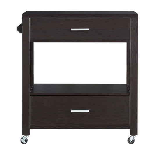 Furniture of America Arton Contemporary Wood 2-Drawer Kitchen Cart in Cappuccino - IDI-202680 NWW7_X5TLN22