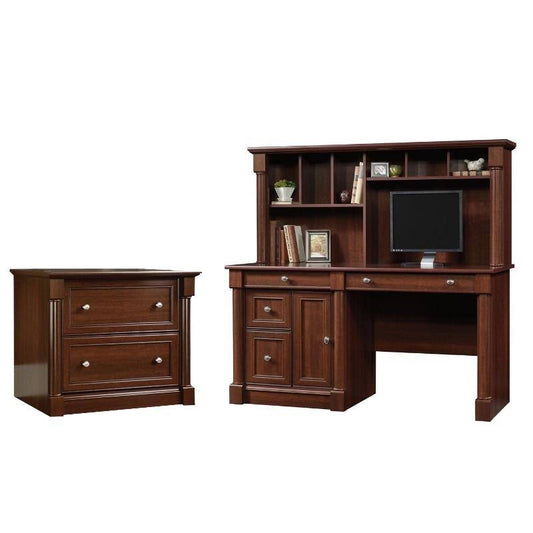 2 Piece Office Set with Computer Desk and File Cabinet in Cherry SFS1_J9MZV83