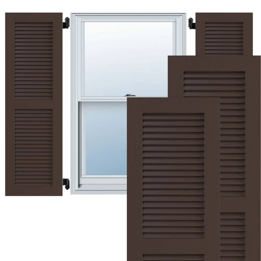 Ekena Millwork CWL15X048TBC 15x22W x 48x22H Exterior Composite Louvered Shutters (Per Pair), Tudor Brown MBZ0_Z6WBZ06