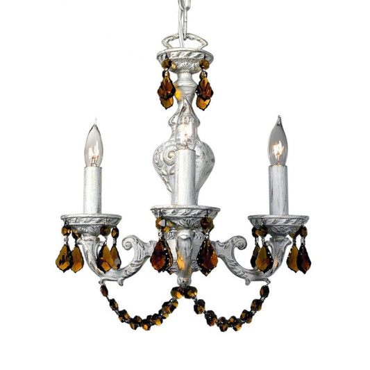 Classic Lighting 8335-AW-AM Antique White/Crystalique-Plus Amber Gabrielle Color 4 Light Mini-Chandelier ZNK4_C6PVM72