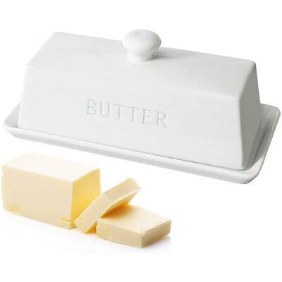 Ceramic Butter Dish, Porcelain Butter Dish with Lid Handle Cover Design Latitude Run HYX4_P0AQY69