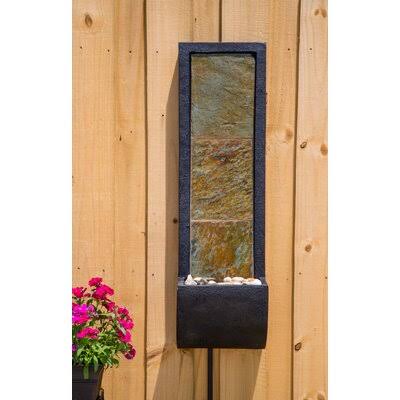 Natural Stone Cocora Indoor/Outdoor Wall Fountain with Light Wildon Home SRI8_E3NCZ90