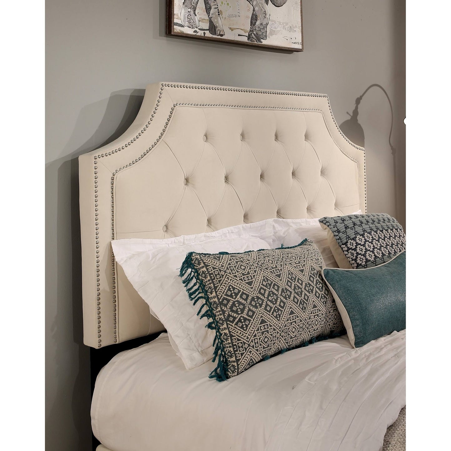 Audrey Upholstered Tufted Headboard with Nail Head Trim - Queen/Full TMF4_S9VGO58