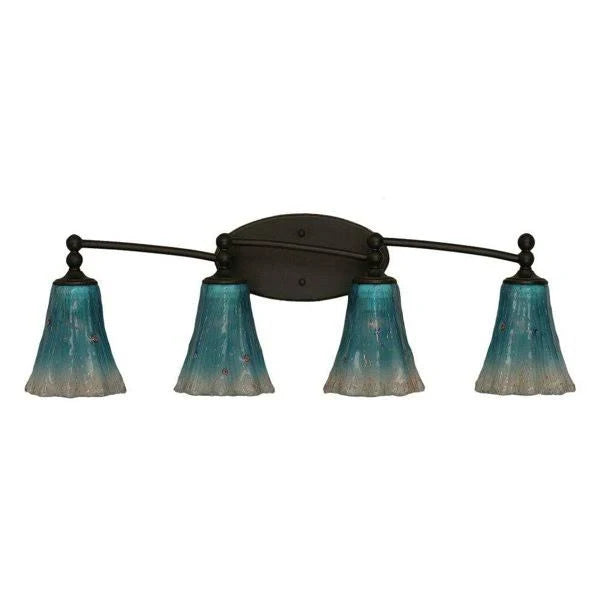 Toltec 594-DG-725 Capri - Four Light Bath Bar Dark Granite Finish with Teal Crystal Glass DXV8_W8UYV53