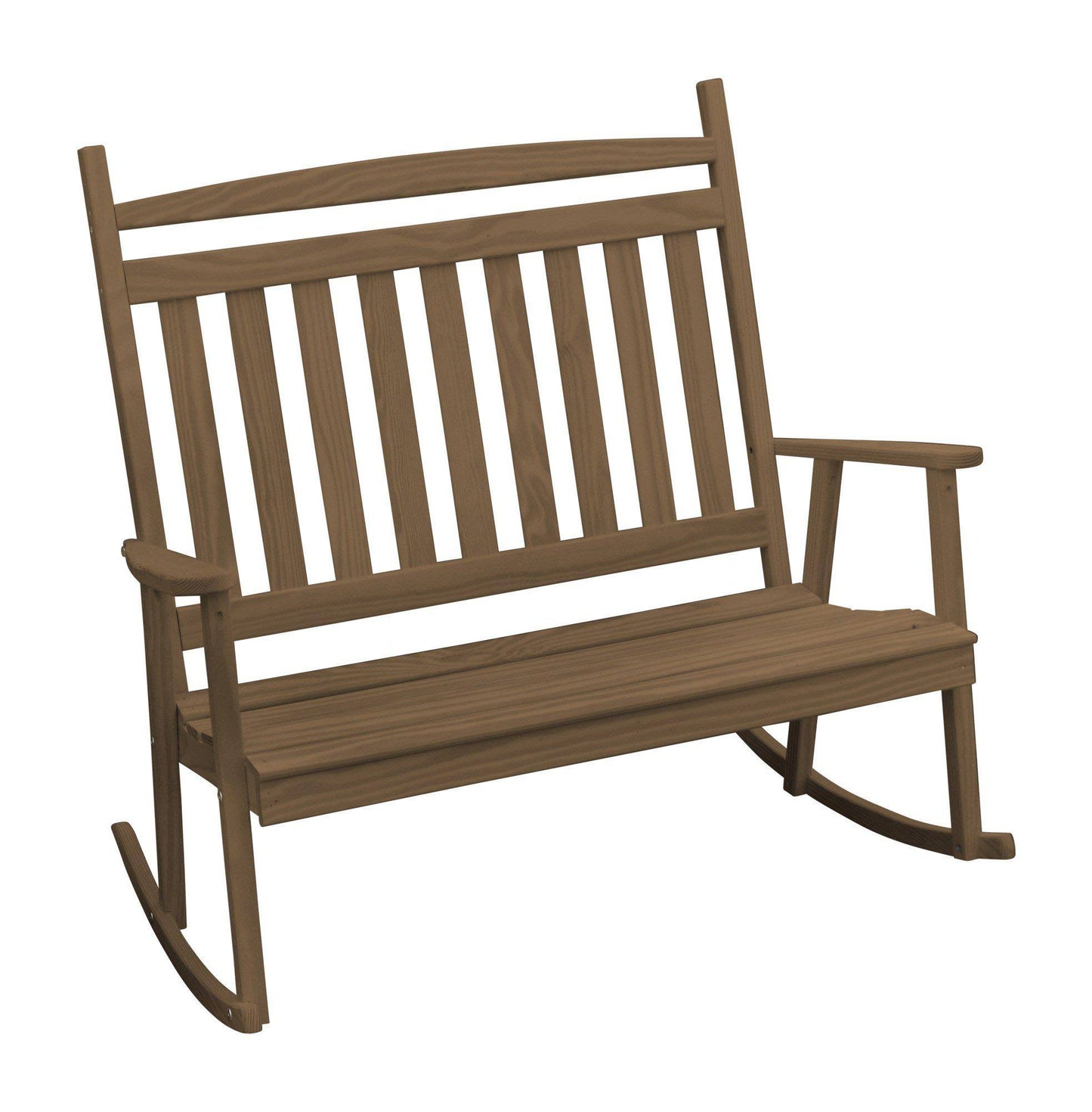 AL Furniture Co. Yellow Pine Double Classic Porch Rocker - Lead Time to Ship 2 WEEKS, Mushroom Stain STX9_U6PAO50