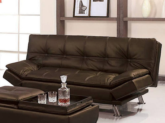 Angelica Brown PU Leather Futon Sofa Bed by Asia Direct HWX9_A5BUZ31