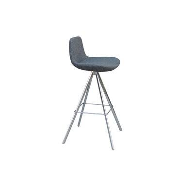 Fechteler Bar  Counter Swivel Stool Ivy Bronx Upholstery: Dark Gray Wool, Color: Chrome, Seat Height: Bar Stool (29 Seat H GJE7_J7DVJ18