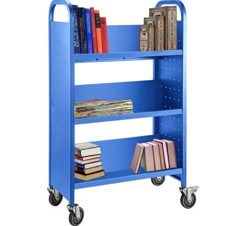 Vevor Book Cart Single Sided V-Shaped , Rolling Book Cart with 4 inch Lockable Wheels, for Home Shelves Office and School Book T MYG2_Z6HFX16