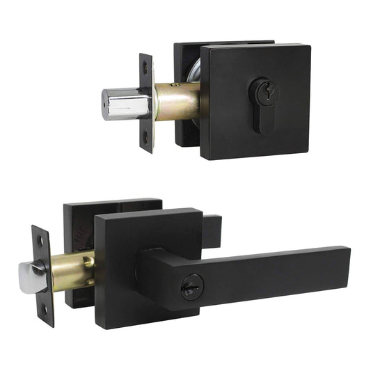 KNOBWELL 3 Pack Keyed Alike Heavy Duty Entrance Lever Door Handle (FOR Office and Front Door) Reversible for Right and Left Side CAI3_G8PVC91