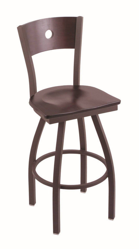 Holland Bar Stool Co. 830 Voltaire 36x22 Bar Stool with Bronze Finish, Back and Swivel SEAT, Dark Cherry Maple OFS0_Z3OXR66