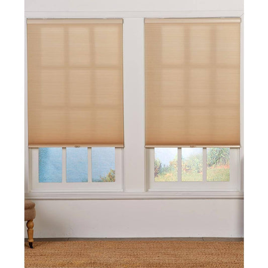 Perfect Lift Window Treatment Cut-to-Width Straw 1.5in Cordless Light Filter Double Cellular Shade-52in W x 72in L (Actual Size: AJV5_Q1NEP75